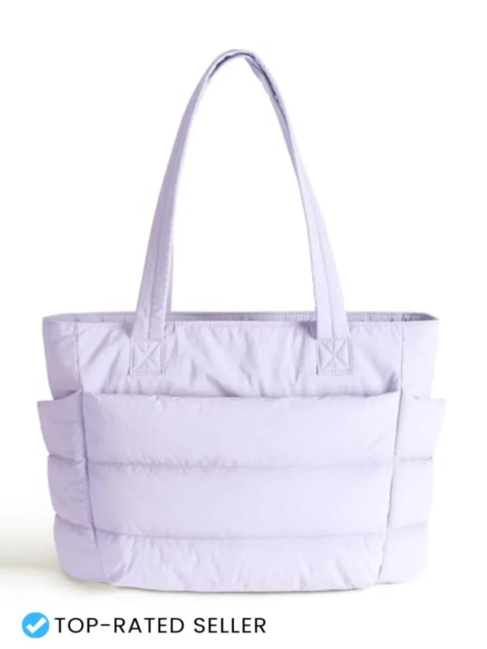 Quilted Puffy Tote Bag - Waterproof Nylon Carryall with Laptop Compartment